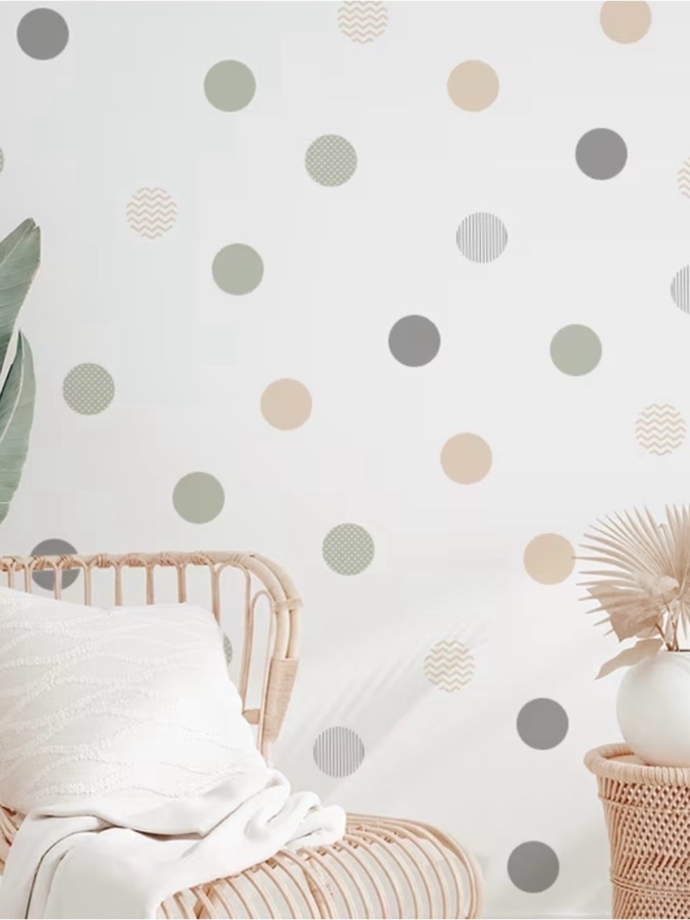 Neutral Polka Dot Wall Decals - Sage, Beige & Gray 3 sheets